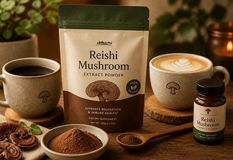 AMULYN Reishi Mushroom Powder For Mushroom Coffee & Latte