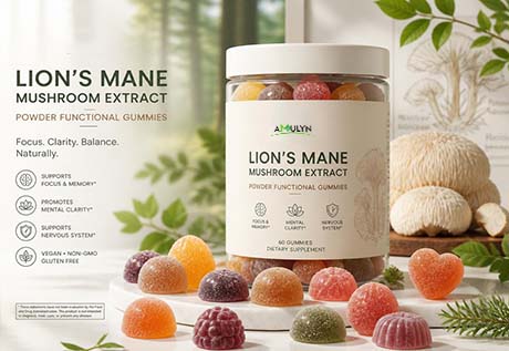 AMULYN Lion's Mane Mushroom Powder For Functional Gummies